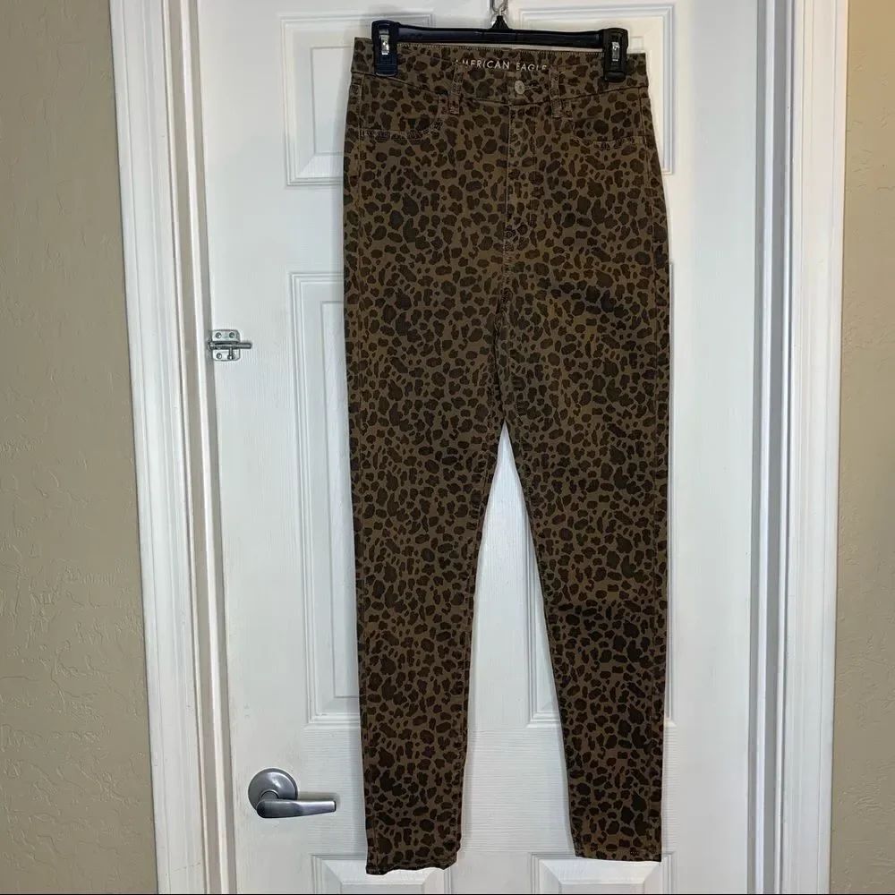 American Eagle Curvy Super Hi-Rise Jegging Leopard Print Size 6